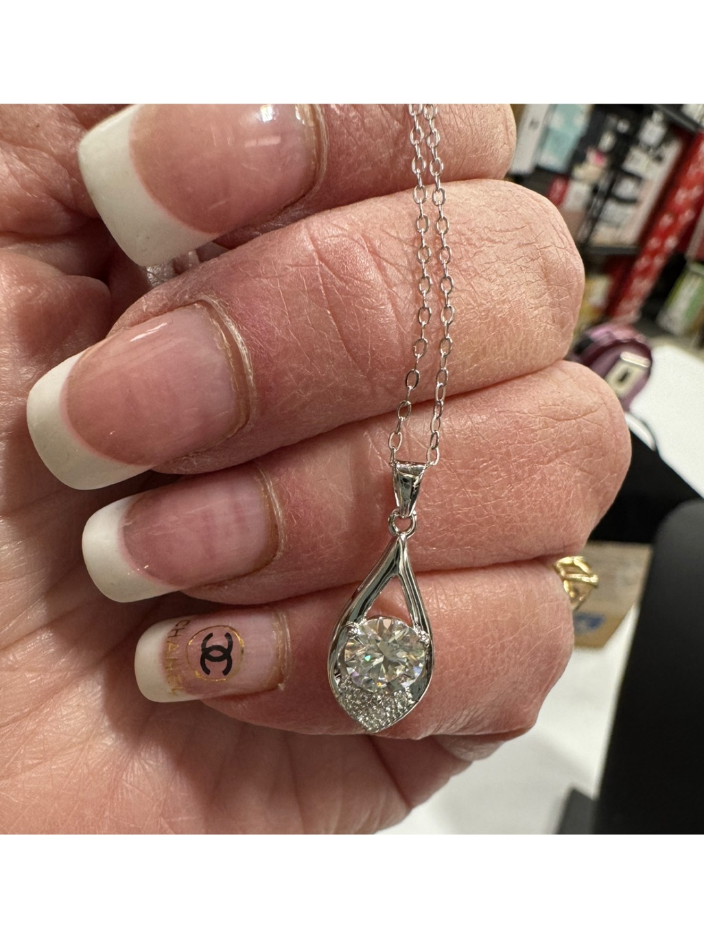 Genuine 1.0 Carat Teardrop Moissanite Pendant Necklace 18”